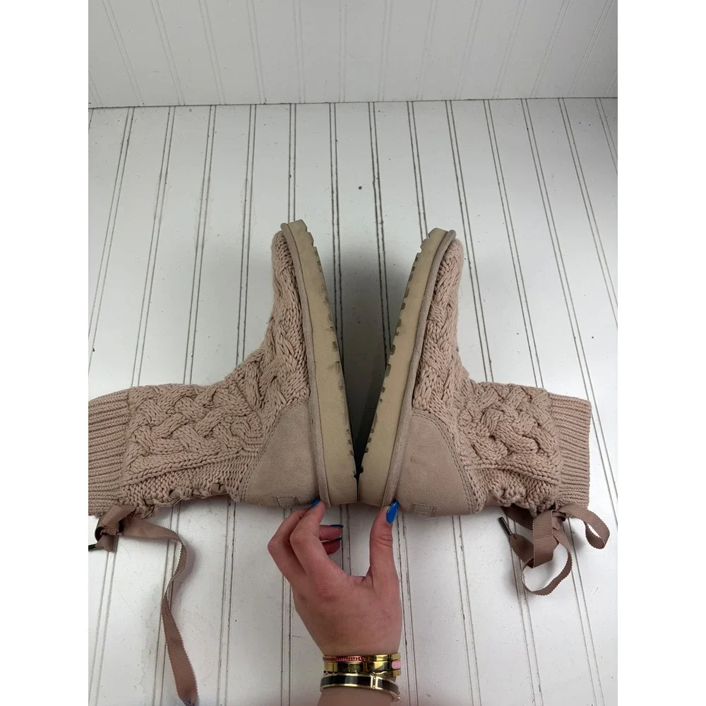 UGG Isla Cable Knit Pink Boots Women's Size 7